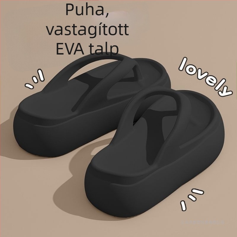 Női vastag talpú magasságot növelő szandál, nyári divat 2025, csúszásmentes strandpapucs