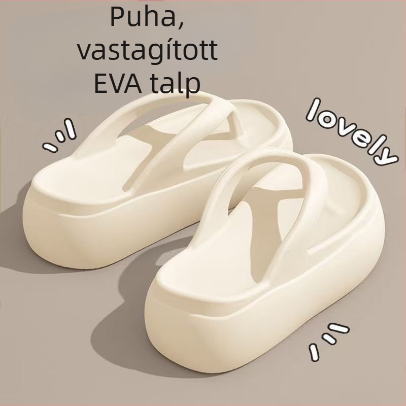 Női vastag talpú magasságot növelő szandál, nyári divat 2025, csúszásmentes strandpapucs
