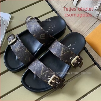 Strandpapucs férfiaknak és nőknek, felső rész mikroszálas bőr, PU talp, betűs minta, légáteresztő, lapos talp
