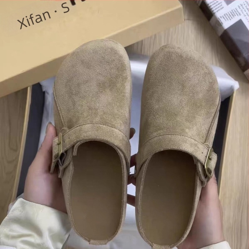 Baotou Slip-On szandálok, 3-5 cm vastag talppal, PU felsőrész, bőr belső, varrott talp, légáteresztő és csúszásmentes