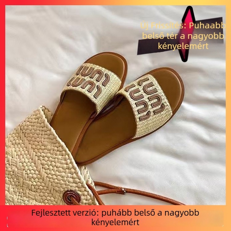 Női retro szövött flip-flopok - PU felsőrész, gumitalp, belső műbőr, talp technológia: viszkóz, könnyű