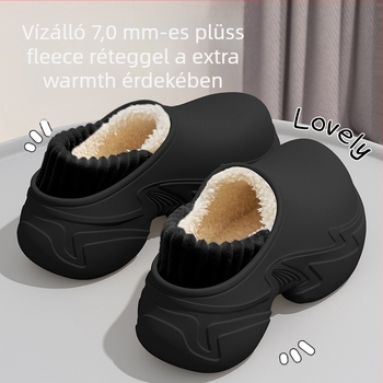 Női beltéri papucsok téli 2025, vízálló bolyhos bélés, felső rész: suede, EVA talp, 3–5 cm vastag talp, csúszásmentes
