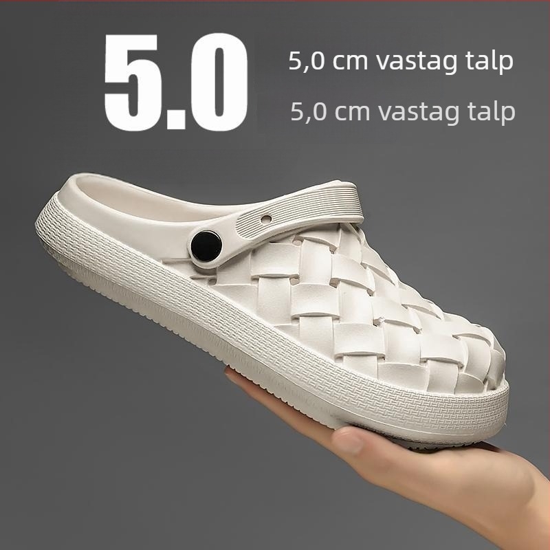 Férfi szandál gumitalppal, kerek orrú, alacsony sarok, mindennapi zárt kialakítás