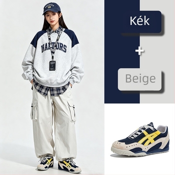 NŐI Dad Shoes 3,5 cm-es magasság növeléssel, felsőrész: disznó bőr + műbőr + textil, elöl fűzőzárás, gumi waflis talp, középmagas sarka 3-5 cm