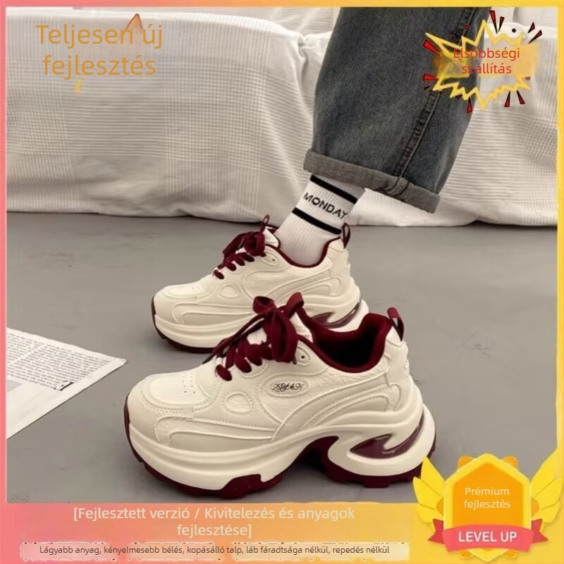 Női Dad Shoes szintetikus bőrből készült felsőrésszel, fűzővel záródó, EVA belső talp, gumírozott talp, középmagas sarok 3-5 cm