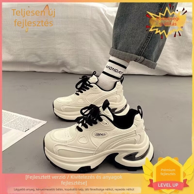 Női Dad Shoes szintetikus bőrből készült felsőrésszel, fűzővel záródó, EVA belső talp, gumírozott talp, középmagas sarok 3-5 cm