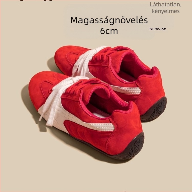 Női casual edzőcipő velúr felsőrésszel, 3–5 cm sarokkal, EVA talpbetét, gumírozott külső talp, fűzős zárás