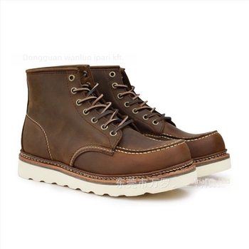 Uniszex Martin csizma első réteg marhabőrből, Goodyear talppal, lélegző, csúszásmentes, ütéscsillapítás, belső bőr talp, középmagas szár, 3–5 cm-es wedgesarok, retro stílus, őszi viselet