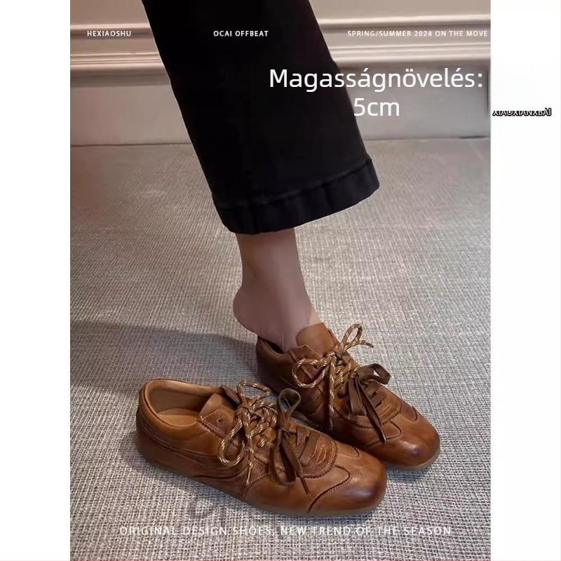 Női velúr tornacipő kerek orral, alacsony sarok 1–3 cm, gumi talp, bőr belső