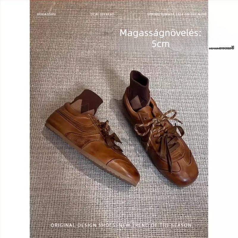 Női velúr tornacipő kerek orral, alacsony sarok 1–3 cm, gumi talp, bőr belső