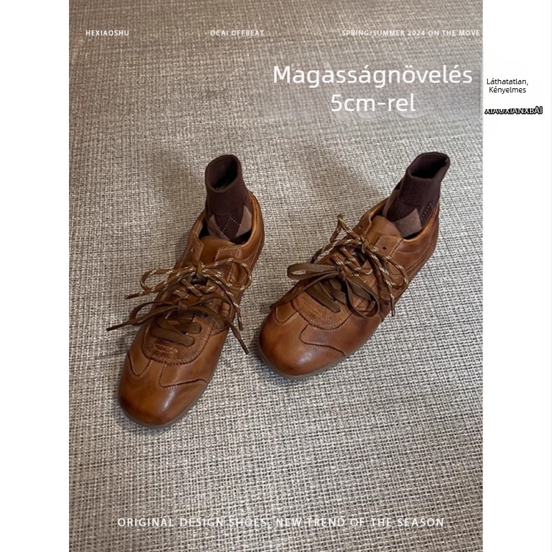 Női velúr tornacipő kerek orral, alacsony sarok 1–3 cm, gumi talp, bőr belső