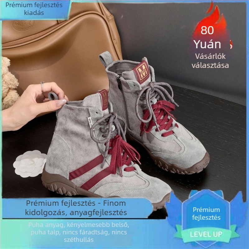 6 cm-es magasságot növelő sportcipő, vászon felsőrésszel, hegyes orral, gumírozott talppal