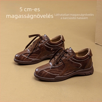 Box-stílusú edzőcipő retro dizájnnal, belső magasság növelés, felsőrész: szuper rost, talp PU, gumitalp