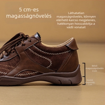 Box-stílusú edzőcipő retro dizájnnal, belső magasság növelés, felsőrész: szuper rost, talp PU, gumitalp