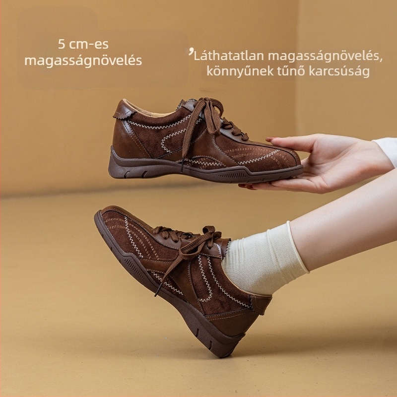Box-stílusú edzőcipő retro dizájnnal, belső magasság növelés, felsőrész: szuper rost, talp PU, gumitalp