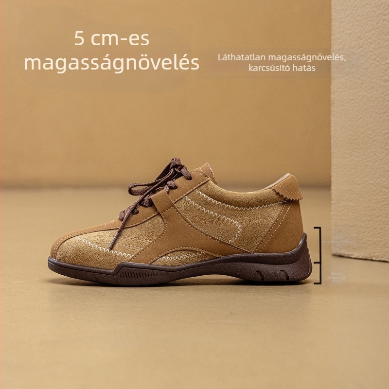Box-stílusú edzőcipő retro dizájnnal, belső magasság növelés, felsőrész: szuper rost, talp PU, gumitalp