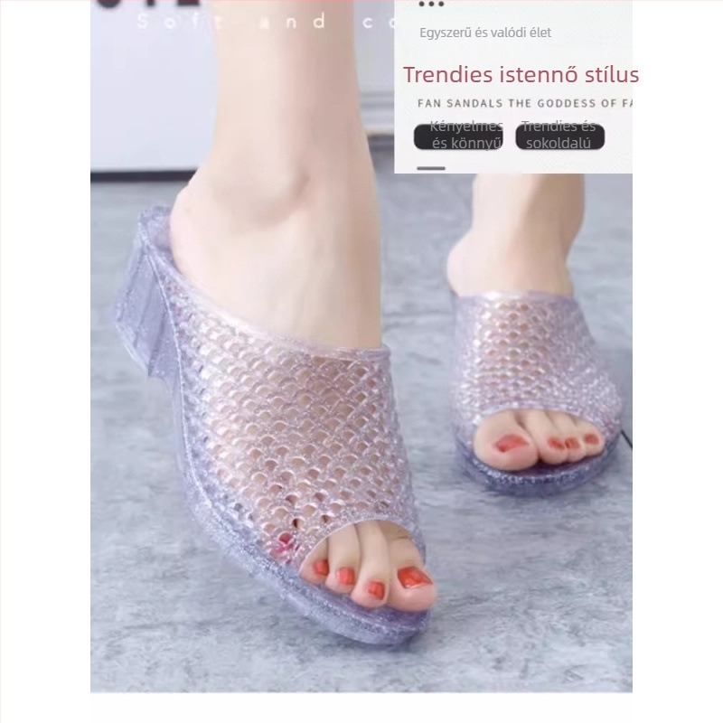 Toe Cap papucs dőlt sarkú, műanyag felsőrész, műanyag-gumi talp, 0–3 cm talpt vastagság, felnőtteknek, nyári viselet