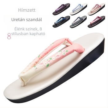 Gradiens hímzésű lapos szandál, thong-stílusú, japán stílus