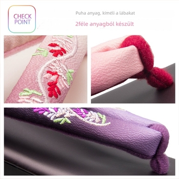Gradiens hímzésű lapos szandál, thong-stílusú, japán stílus