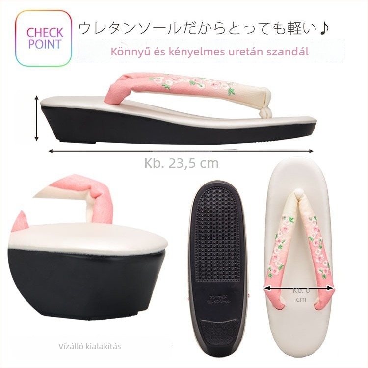 Gradiens hímzésű lapos szandál, thong-stílusú, japán stílus