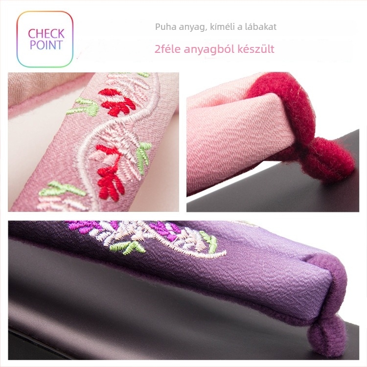 Gradiens hímzésű lapos szandál, thong-stílusú, japán stílus