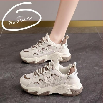 Női Dad Shoes stílusú cipő, PU bőr felsőrész, alacsony felső rész, hálós belső, EVA talpbetét, csúszásmentes gumitalp
