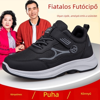 Őszi uniszex sétacipő, PU+háló felsőrész, Velcro-zárás, kerek orr, alacsony sarok 1-3 cm