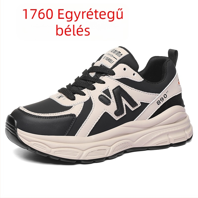 Női vastag talpú platformcipő, felső: bőr split és textil, gumitalp, Goodyear konstrukció, fűzőssel záródó, szabadidős stílus, középmagas sarka 3–5 cm