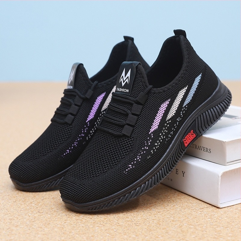 Női légáteresztő Flyknit slip-on sportcipő – könnyű, kerek orrú, injektált talp