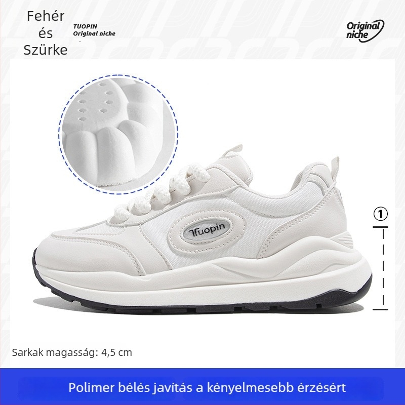 Női sportos-casual cipő szintetikus bőrből készült felsővel, PVC talppal és klínos sarokkal