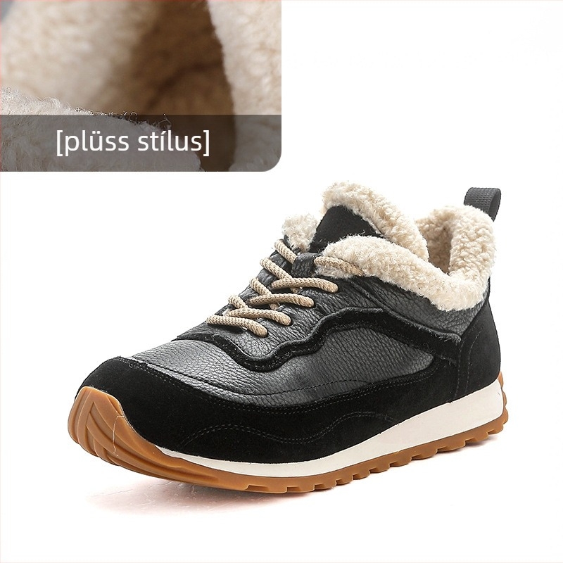 Női sportcipő első réteg marhabőrből, magasságot növelő vastag talppal, Forrest Gump stílus