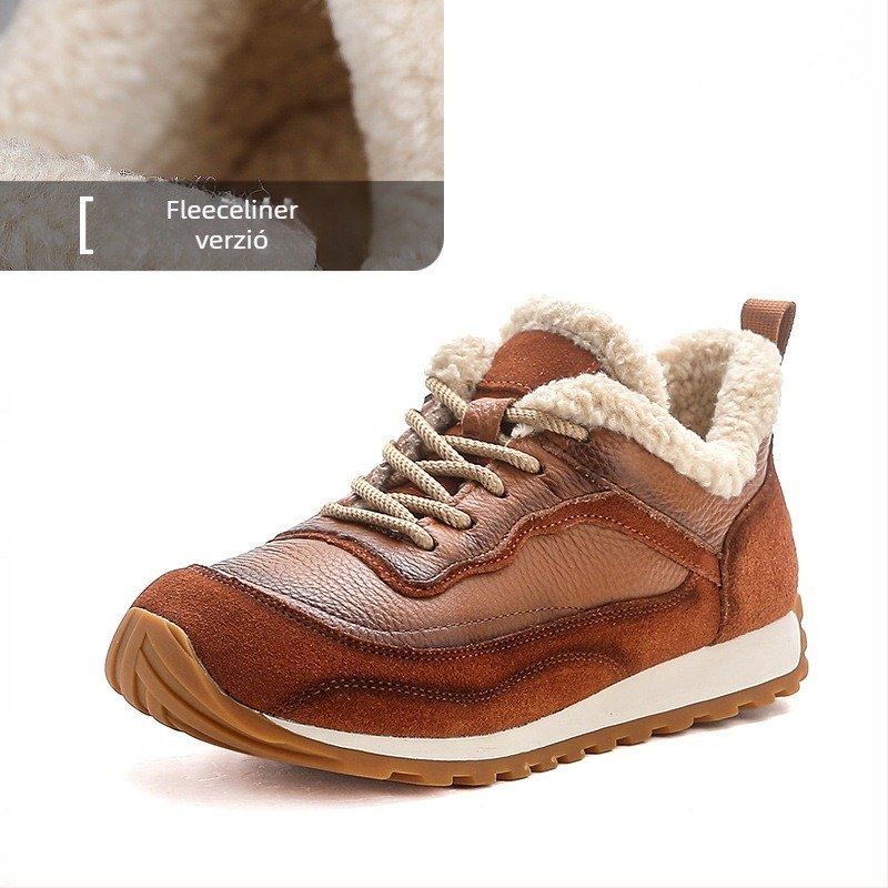 Női sportcipő első réteg marhabőrből, magasságot növelő vastag talppal, Forrest Gump stílus