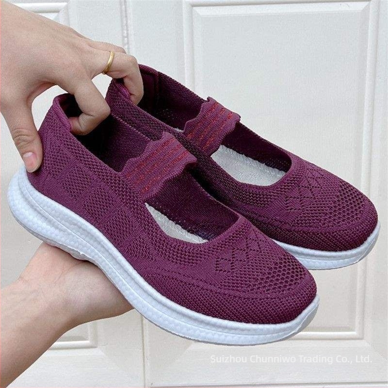 Női hálós anyagú slip-on sétacipő Fly-Knit felsőrésszel, csúszásmentes puha talppal, hegyes orr, nyár