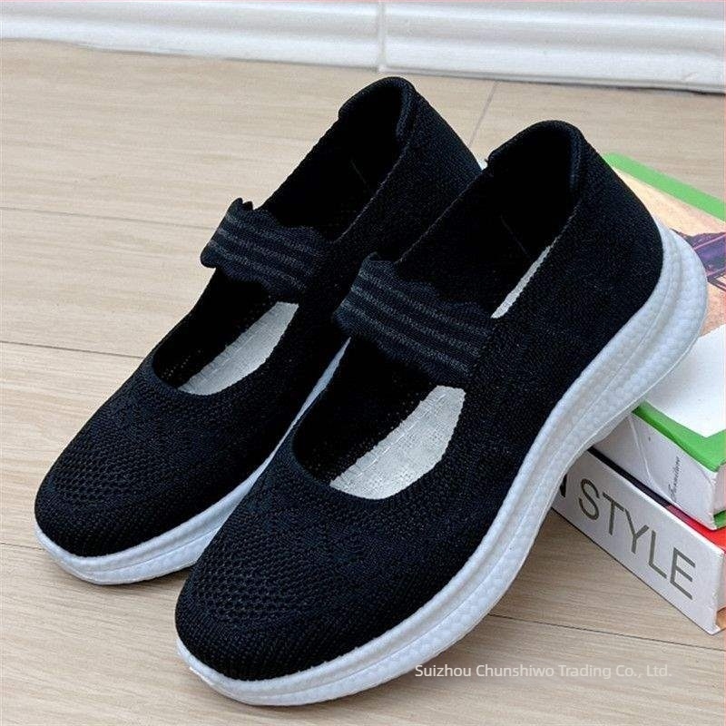 Női hálós anyagú slip-on sétacipő Fly-Knit felsőrésszel, csúszásmentes puha talppal, hegyes orr, nyár