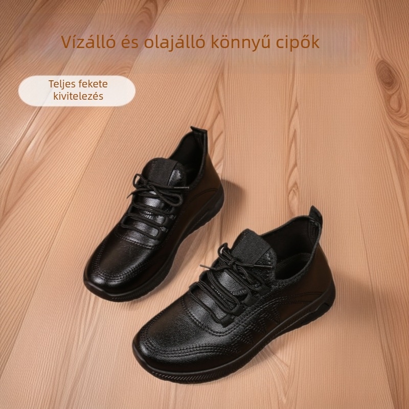 Női mindennapi cipő szintetikus bőrből, vízálló és olajálló, csúszásmentes gumitalp, EVA talpbetét, alacsony sarkú 1-3 cm
