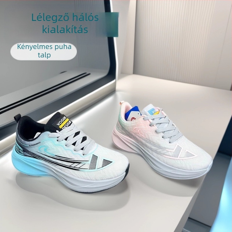 Női futócipők hálóval felsőrésszel, ultrakönnyű csillapítás, légáteresztő EVA talp, fűzővel zárható, alacsony profil, mindennapi használatra
