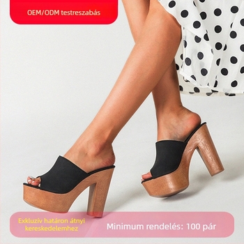 Női cipő One-Shaped modell, PU felsőrész, habtalp, kerek orr, 6–8 cm vastag sarok, nyár