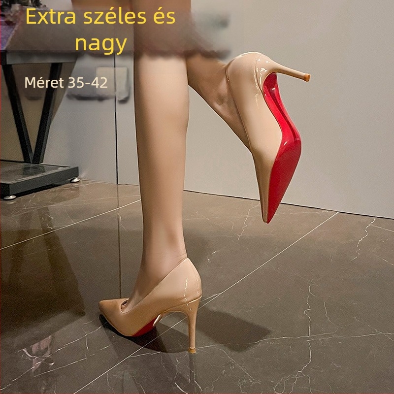 Női magassarkú cipő, hegyes orral, 6-8 cm-es sarkú, Felsőrész: Super Fiber, Talp: Gumi