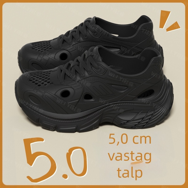 Uniszex nyári vastag talpú papucs, magasságot növelő, perforált kialakítás, légáteresztő, könnyű, kültéri használatra