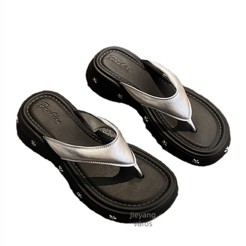 Női flip-flop papucs, vastag talppal, Y2K-stílusú, nyárra és a strandhoz