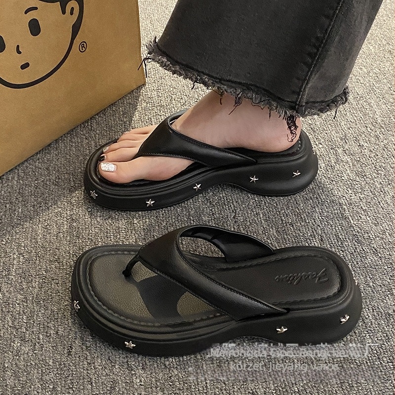 Női flip-flop papucs, vastag talppal, Y2K-stílusú, nyárra és a strandhoz