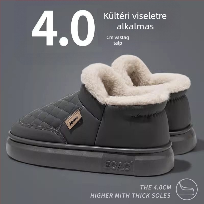 Vízálló teljes körű férfi havas csizma, téli 2025-ös modell, fleece bélés, vastag talp, meleg és csúszásmentes.