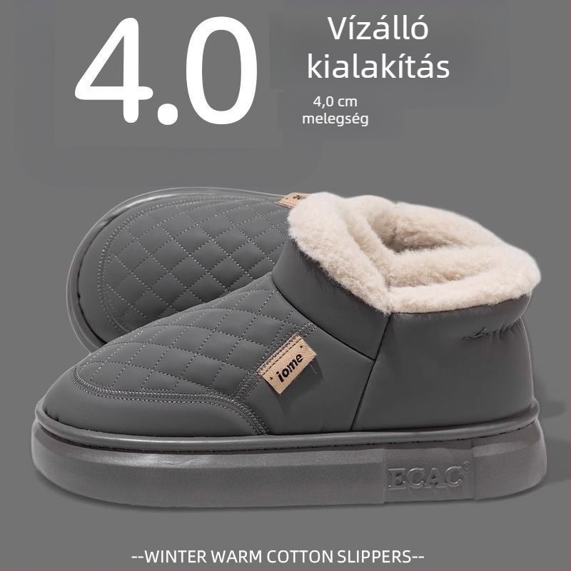 Vízálló teljes körű férfi havas csizma, téli 2025-ös modell, fleece bélés, vastag talp, meleg és csúszásmentes.