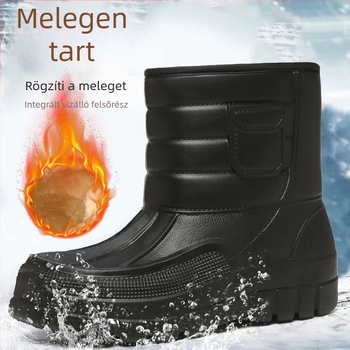 Férfi téli hócsizma plüss béléssel, magas szárú kültéri bakancs, csúszásmentes, vastag talppal, szigetelt