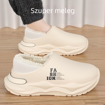 Téli vízálló EVA papucs, uniszex, fleece béléssel, vastag talppal, mintás nyomtatott