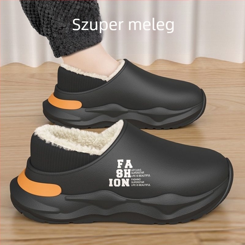 Téli vízálló EVA papucs, uniszex, fleece béléssel, vastag talppal, mintás nyomtatott