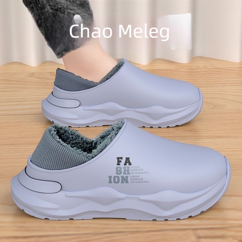 Téli vízálló EVA papucs, uniszex, fleece béléssel, vastag talppal, mintás nyomtatott