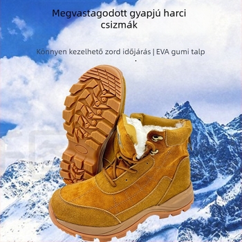 Férfi hócipők integrált szőrme felsőrésszel; gyapjú bélés; csúszásmentes gumi talp; kerek orr; téli modell