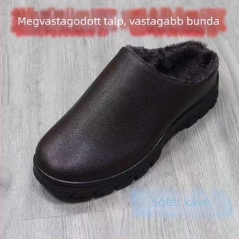 Férfi téli pamut papucs vízálló vastag talppal beltéri és kültéri használatra
