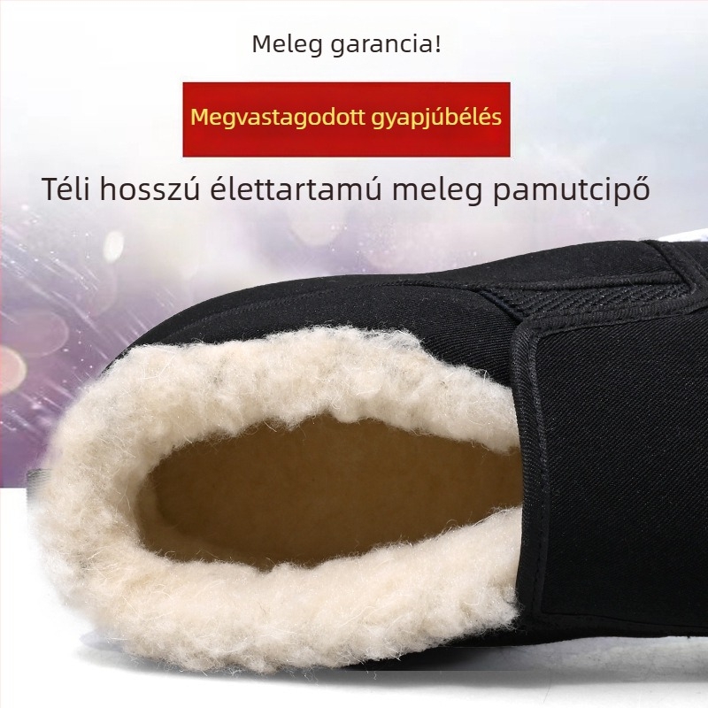 Pamut házicipő, csúszásmentes puha talppal, fleece bélés, Pekingi régi stílus